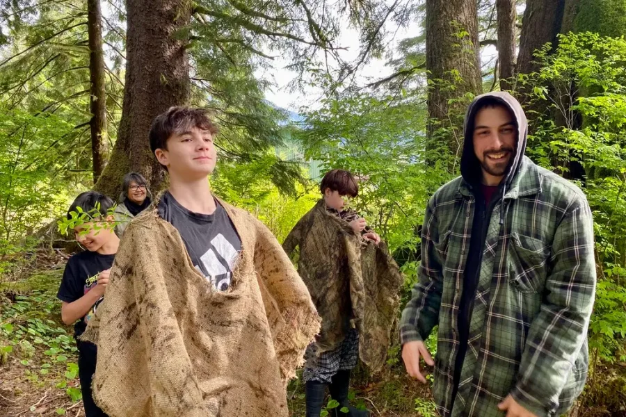Karsen & Cooper preparing for the game, Camoflauge (Uchucklesaht Territory)